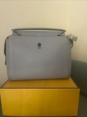 Fendi DOT Slate Blue Leather Top-Handle